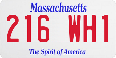 MA license plate 216WH1