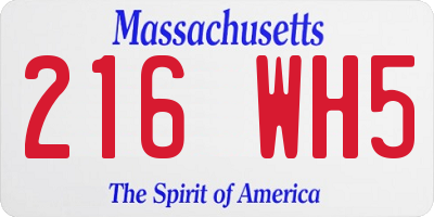 MA license plate 216WH5