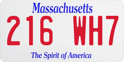 MA license plate 216WH7
