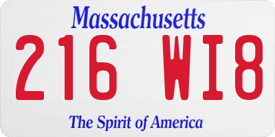 MA license plate 216WI8