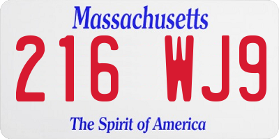 MA license plate 216WJ9
