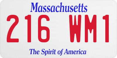 MA license plate 216WM1