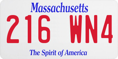 MA license plate 216WN4