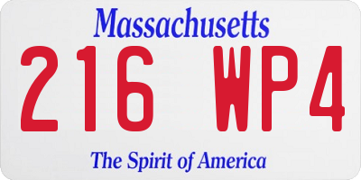 MA license plate 216WP4