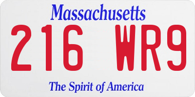 MA license plate 216WR9