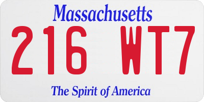MA license plate 216WT7