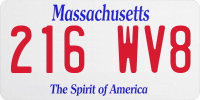 MA license plate 216WV8