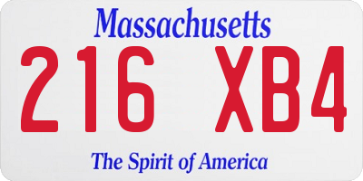 MA license plate 216XB4
