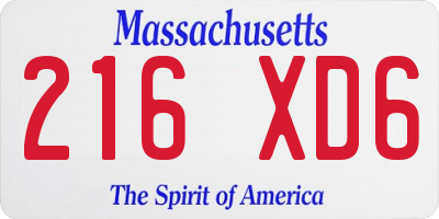MA license plate 216XD6