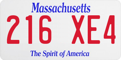MA license plate 216XE4