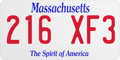 MA license plate 216XF3