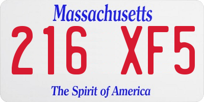 MA license plate 216XF5