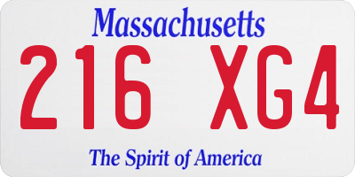 MA license plate 216XG4