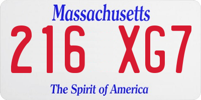 MA license plate 216XG7
