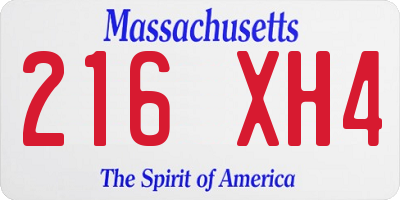MA license plate 216XH4