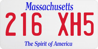 MA license plate 216XH5