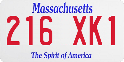 MA license plate 216XK1