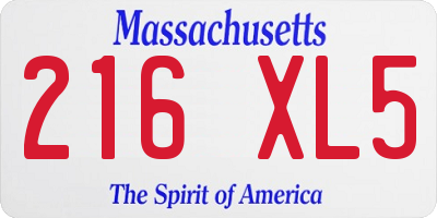 MA license plate 216XL5