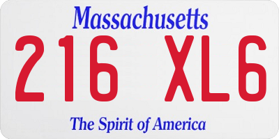 MA license plate 216XL6