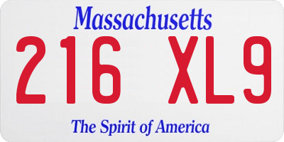 MA license plate 216XL9