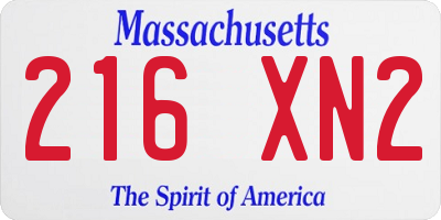 MA license plate 216XN2