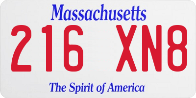 MA license plate 216XN8