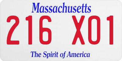 MA license plate 216XO1