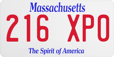 MA license plate 216XP0