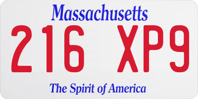 MA license plate 216XP9