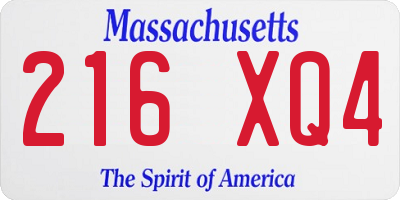 MA license plate 216XQ4
