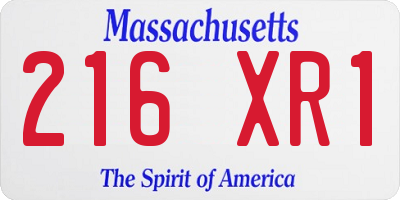 MA license plate 216XR1