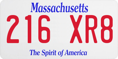 MA license plate 216XR8