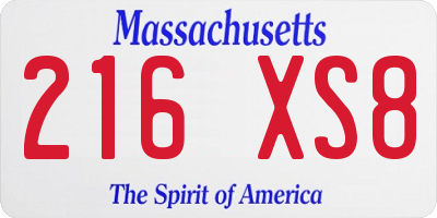 MA license plate 216XS8