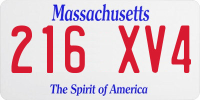 MA license plate 216XV4