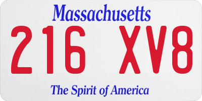 MA license plate 216XV8