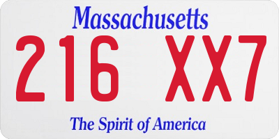 MA license plate 216XX7
