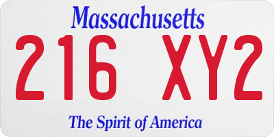 MA license plate 216XY2