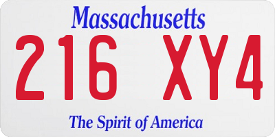 MA license plate 216XY4