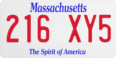 MA license plate 216XY5