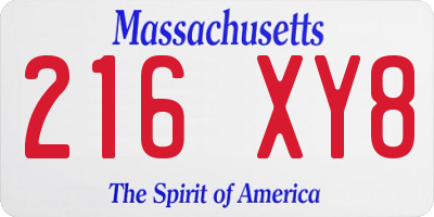 MA license plate 216XY8