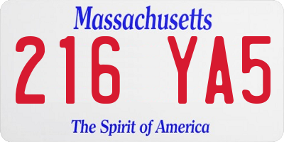 MA license plate 216YA5