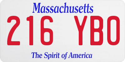 MA license plate 216YB0