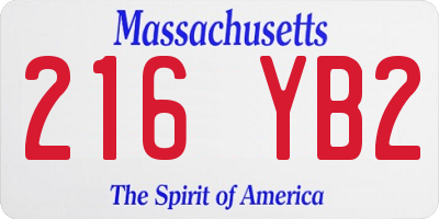 MA license plate 216YB2