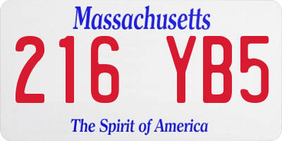 MA license plate 216YB5