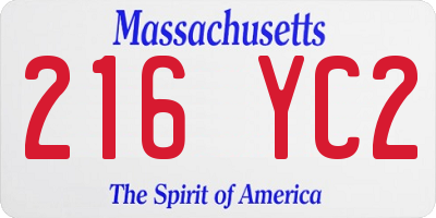 MA license plate 216YC2