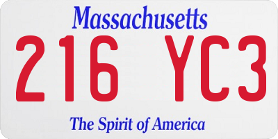 MA license plate 216YC3