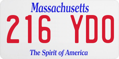 MA license plate 216YD0