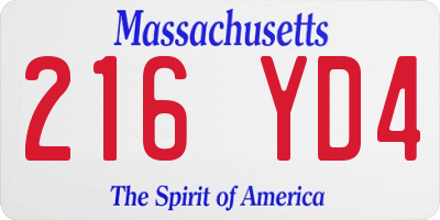 MA license plate 216YD4