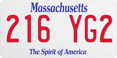 MA license plate 216YG2