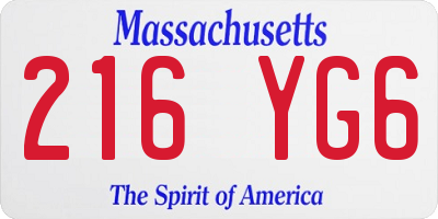 MA license plate 216YG6